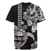 Hawaiian and Japanese Together Rugby Jersey Japanese Culture and Turtle Kakau Tattoo Black Color