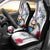 Hawaiian and Japanese Together Car Seat Cover Japanese Culture and Turtle Kakau Tattoo White Color