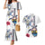 Hawaiian and Japanese Together Couples Matching Mermaid Dress and Hawaiian Shirt Japanese Culture and Turtle Kakau Tattoo White Color