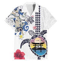 Hawaiian and Japanese Together Family Matching Mermaid Dress and Hawaiian Shirt Japanese Culture and Turtle Kakau Tattoo White Color