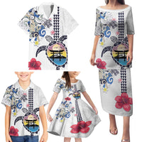 Hawaiian and Japanese Together Family Matching Puletasi and Hawaiian Shirt Japanese Culture and Turtle Kakau Tattoo White Color LT03 - Polynesian Pride