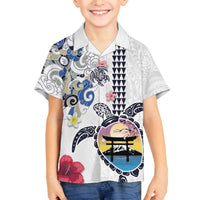 Hawaiian and Japanese Together Family Matching Puletasi and Hawaiian Shirt Japanese Culture and Turtle Kakau Tattoo White Color LT03 Son's Shirt White - Polynesian Pride