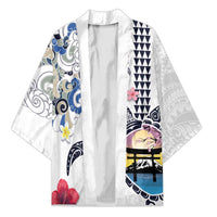 Hawaiian and Japanese Together Kimono Japanese Culture and Turtle Kakau Tattoo White Color LT03 Unisex White - Polynesian Pride