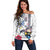 Hawaiian and Japanese Together Off Shoulder Sweater Japanese Culture and Turtle Kakau Tattoo White Color