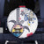 Hawaiian and Japanese Together Spare Tire Cover Japanese Culture and Turtle Kakau Tattoo White Color