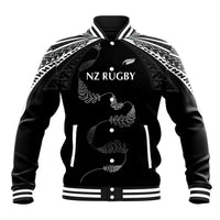 New Zealand Rugby Custom Baseball Jacket Aotearoa Armour Blacks Silver Ferns - Polynesian Pride