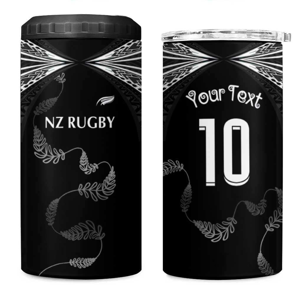 New Zealand Rugby Custom 4 in 1 Can Cooler Tumbler Aotearoa Armour Blacks Silver Ferns - Polynesian Pride