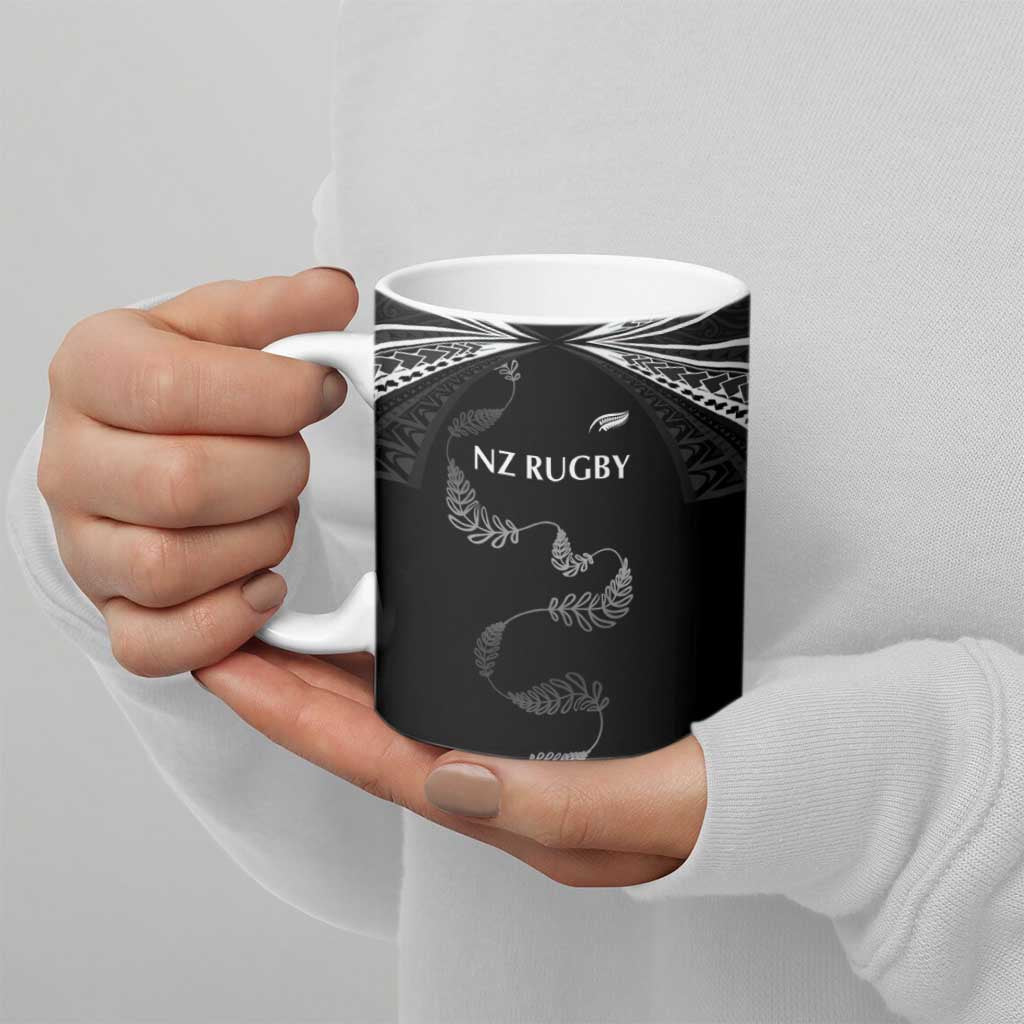 New Zealand Rugby Custom Ceramic Mug Aotearoa Armour Blacks Silver Ferns - Polynesian Pride