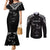 New Zealand Rugby Custom Couples Matching Mermaid Dress and Long Sleeve Button Shirt Aotearoa Armour Blacks Silver Ferns - Polynesian Pride