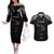 New Zealand Rugby Custom Couples Matching Off The Shoulder Long Sleeve Dress and Hawaiian Shirt Aotearoa Armour Blacks Silver Ferns - Polynesian Pride