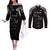 New Zealand Rugby Custom Couples Matching Off The Shoulder Long Sleeve Dress and Long Sleeve Button Shirt Aotearoa Armour Blacks Silver Ferns - Polynesian Pride