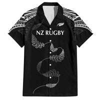 New Zealand Rugby Custom Family Matching Puletasi and Hawaiian Shirt Aotearoa Armour Blacks Silver Ferns - Polynesian Pride