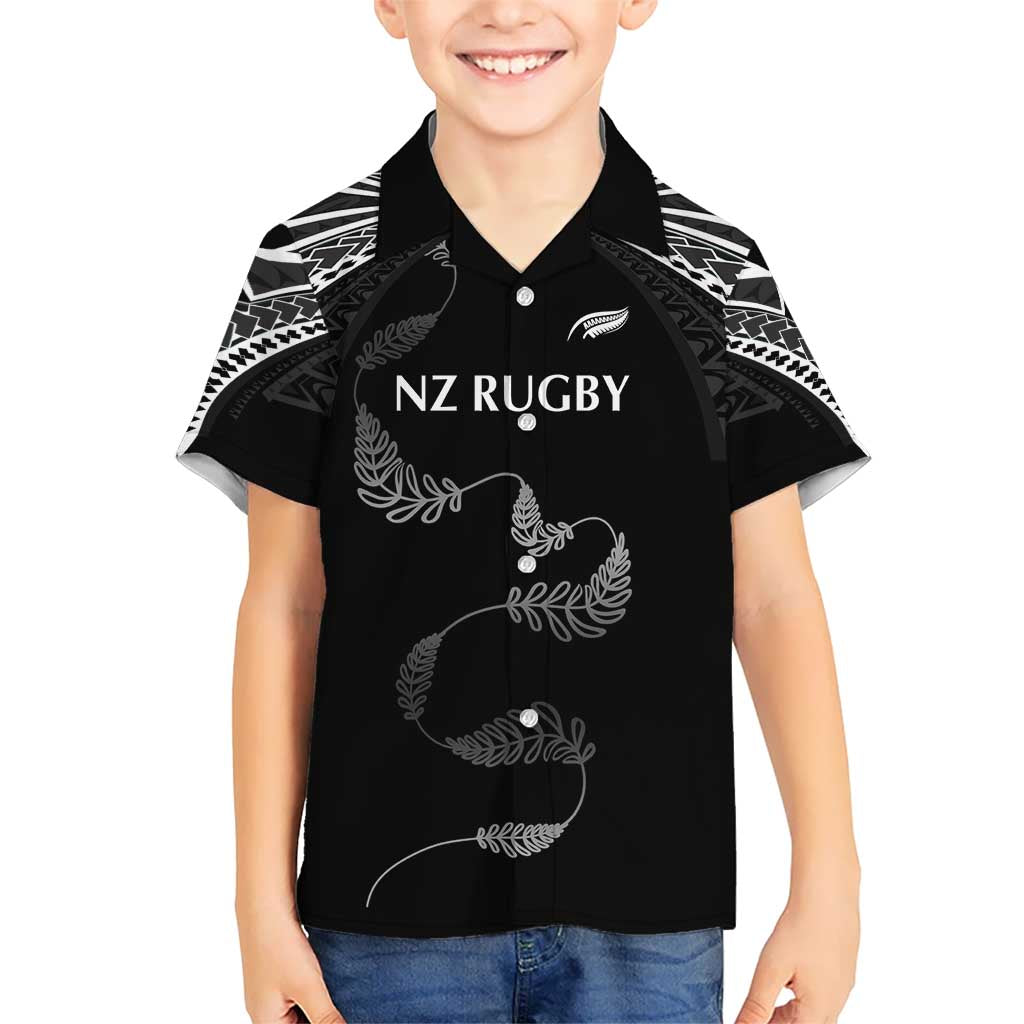 New Zealand Rugby Custom Hawaiian Shirt Aotearoa Armour Blacks Silver Ferns - Polynesian Pride