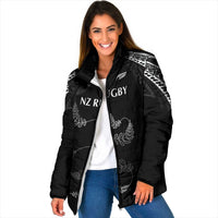 New Zealand Rugby Custom Padded Jacket Aotearoa Armour Blacks Silver Ferns - Polynesian Pride