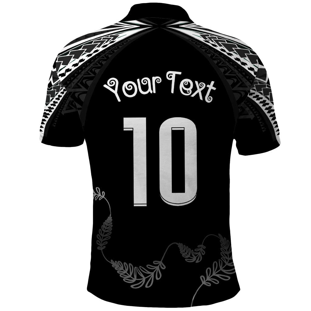 New Zealand Rugby Custom Polo Shirt Aotearoa Armour Blacks Silver Ferns - Polynesian Pride