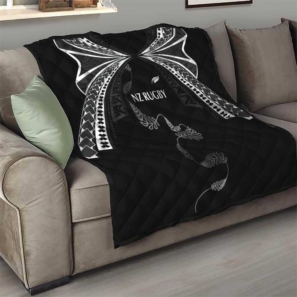 New Zealand Rugby Quilt Aotearoa Armour Blacks Silver Ferns - Polynesian Pride