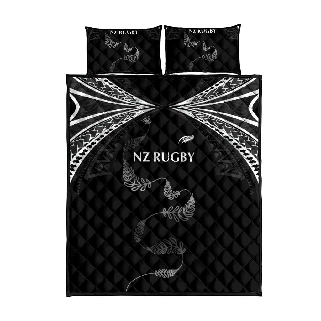 New Zealand Rugby Quilt Bed Set Aotearoa Armour Blacks Silver Ferns - Polynesian Pride