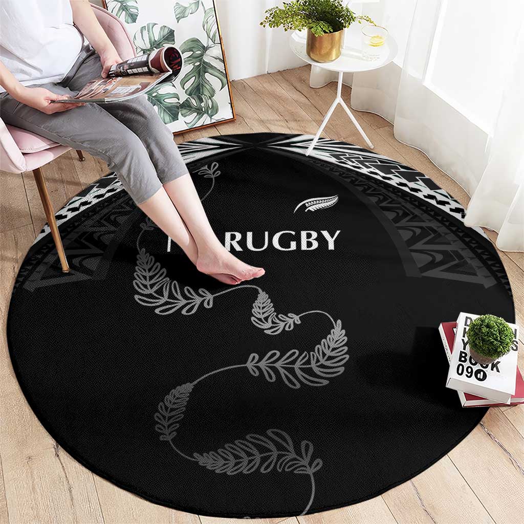 New Zealand Rugby Round Carpet Aotearoa Armour Blacks Silver Ferns - Polynesian Pride