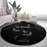 New Zealand Rugby Round Carpet Aotearoa Armour Blacks Silver Ferns - Polynesian Pride
