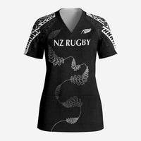 New Zealand Rugby Custom Scrub Top Aotearoa Armour Blacks Silver Ferns - Polynesian Pride