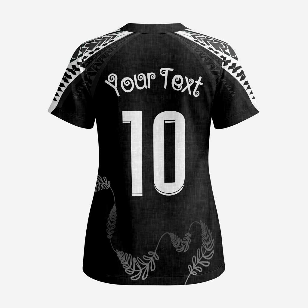 New Zealand Rugby Custom Scrub Top Aotearoa Armour Blacks Silver Ferns - Polynesian Pride