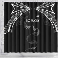 New Zealand Rugby Shower Curtain Aotearoa Armour Blacks Silver Ferns - Polynesian Pride