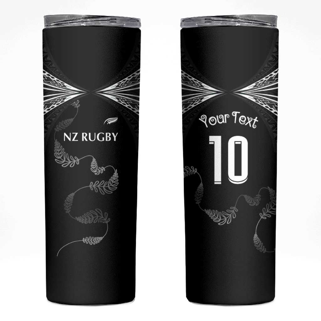 New Zealand Rugby Custom Skinny Tumbler Aotearoa Armour Blacks Silver Ferns - Polynesian Pride