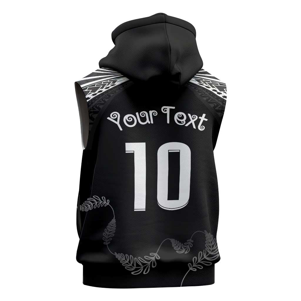 New Zealand Rugby Custom Sleeveless Hoodie Aotearoa Armour Blacks Silver Ferns - Polynesian Pride