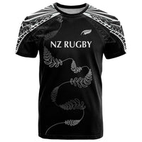 New Zealand Rugby Custom T Shirt Aotearoa Armour Blacks Silver Ferns - Polynesian Pride
