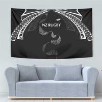 New Zealand Rugby Tapestry Aotearoa Armour Blacks Silver Ferns - Polynesian Pride