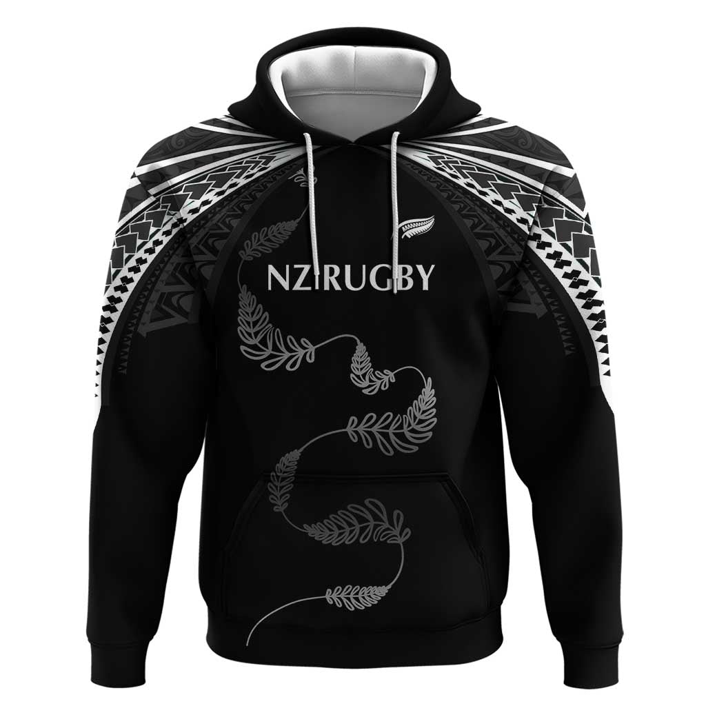 New Zealand Rugby Custom Zip Hoodie Aotearoa Armour Blacks Silver Ferns - Polynesian Pride