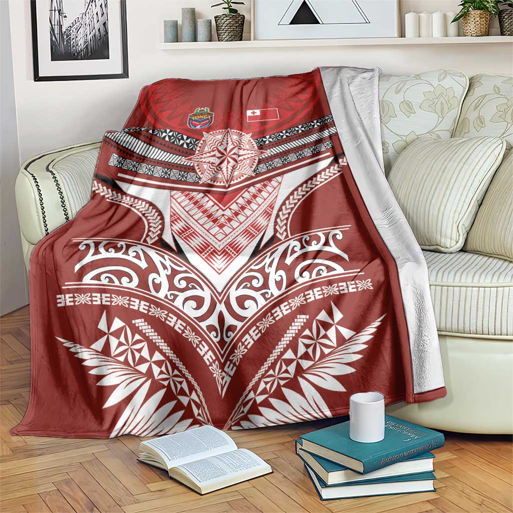 Tonga Rugby Blanket Mana o Tonga-Tribal Heritage Edition Red Color - Polynesian Pride