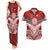 Tonga Rugby Custom Couples Matching Tank Maxi Dress and Hawaiian Shirt Mana o Tonga-Tribal Heritage Edition Red Color - Polynesian Pride