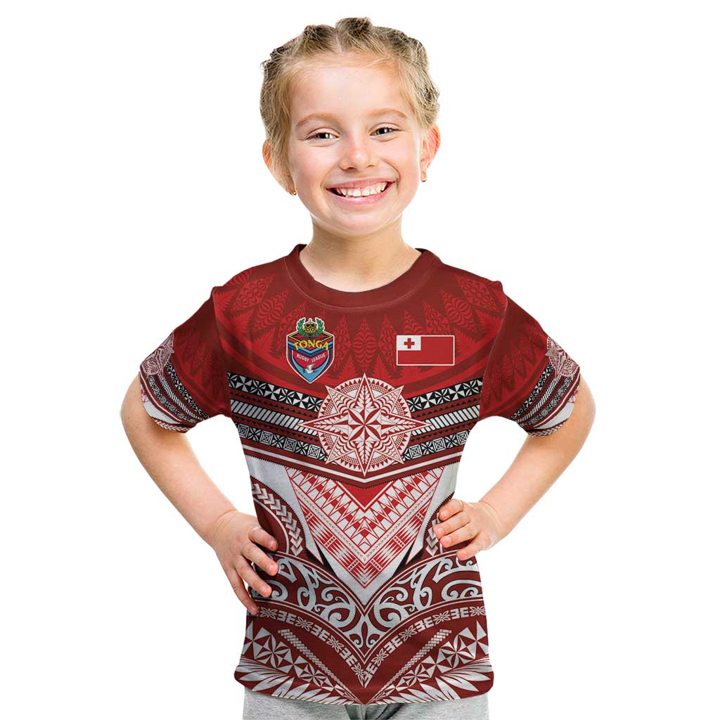 Tonga Rugby Custom Kid T Shirt Mana o Tonga-Tribal Heritage Edition Red Color - Polynesian Pride
