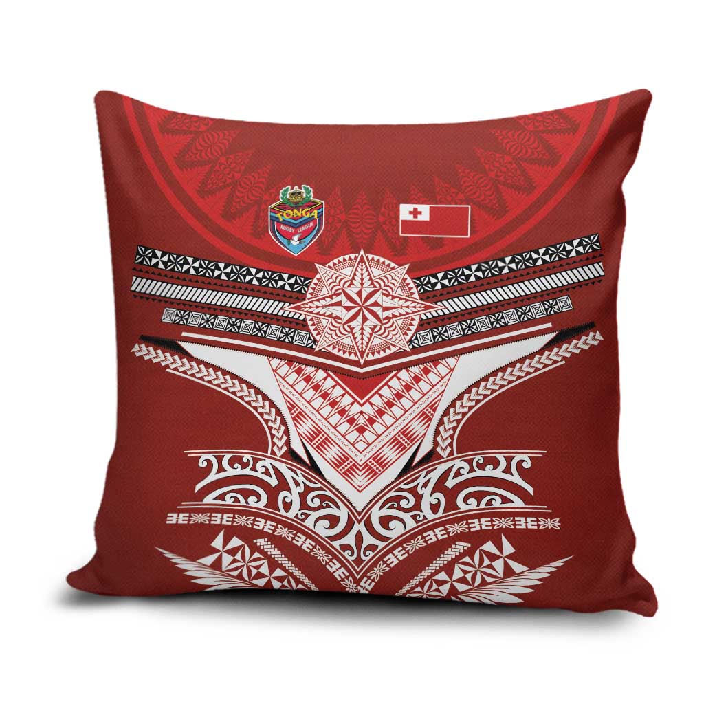 Tonga Rugby Pillow Cover Mana o Tonga-Tribal Heritage Edition Red Color - Polynesian Pride