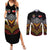 Tonga Rugby Custom Couples Matching Summer Maxi Dress and Long Sleeve Button Shirt Mana o Tonga-Tribal Heritage Edition Black Color - Polynesian Pride