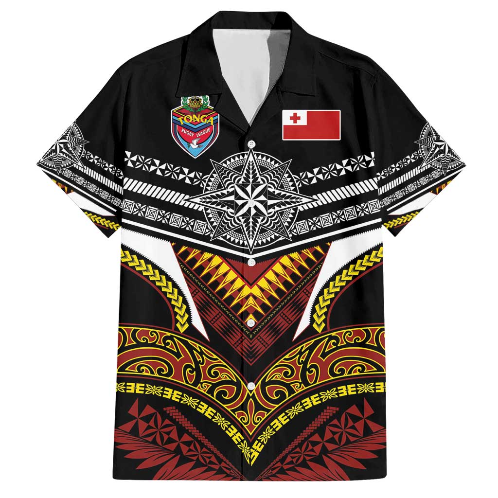 Tonga Rugby Custom Hawaiian Shirt Mana o Tonga-Tribal Heritage Edition Black Color - Polynesian Pride