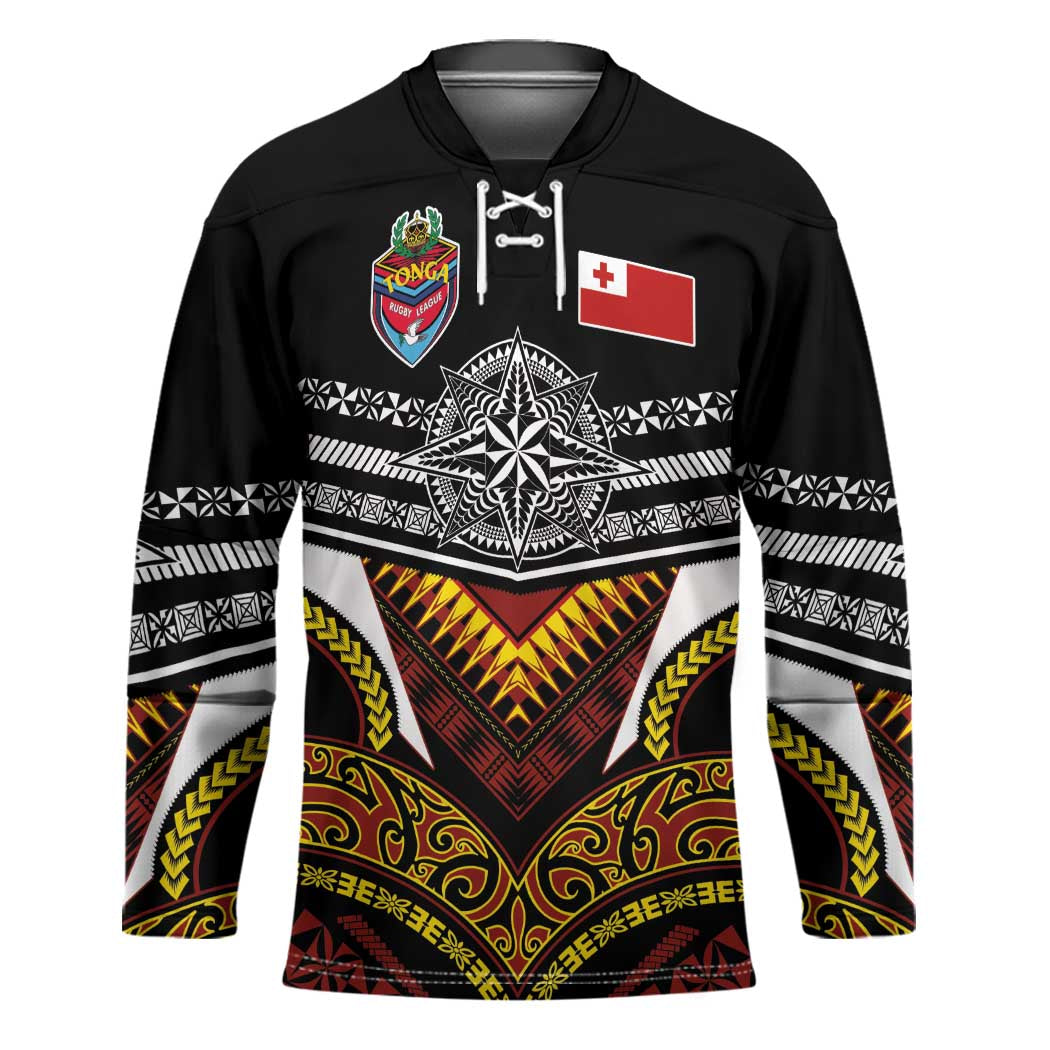Tonga Rugby Custom Hockey Jersey Mana o Tonga-Tribal Heritage Edition Black Color - Polynesian Pride