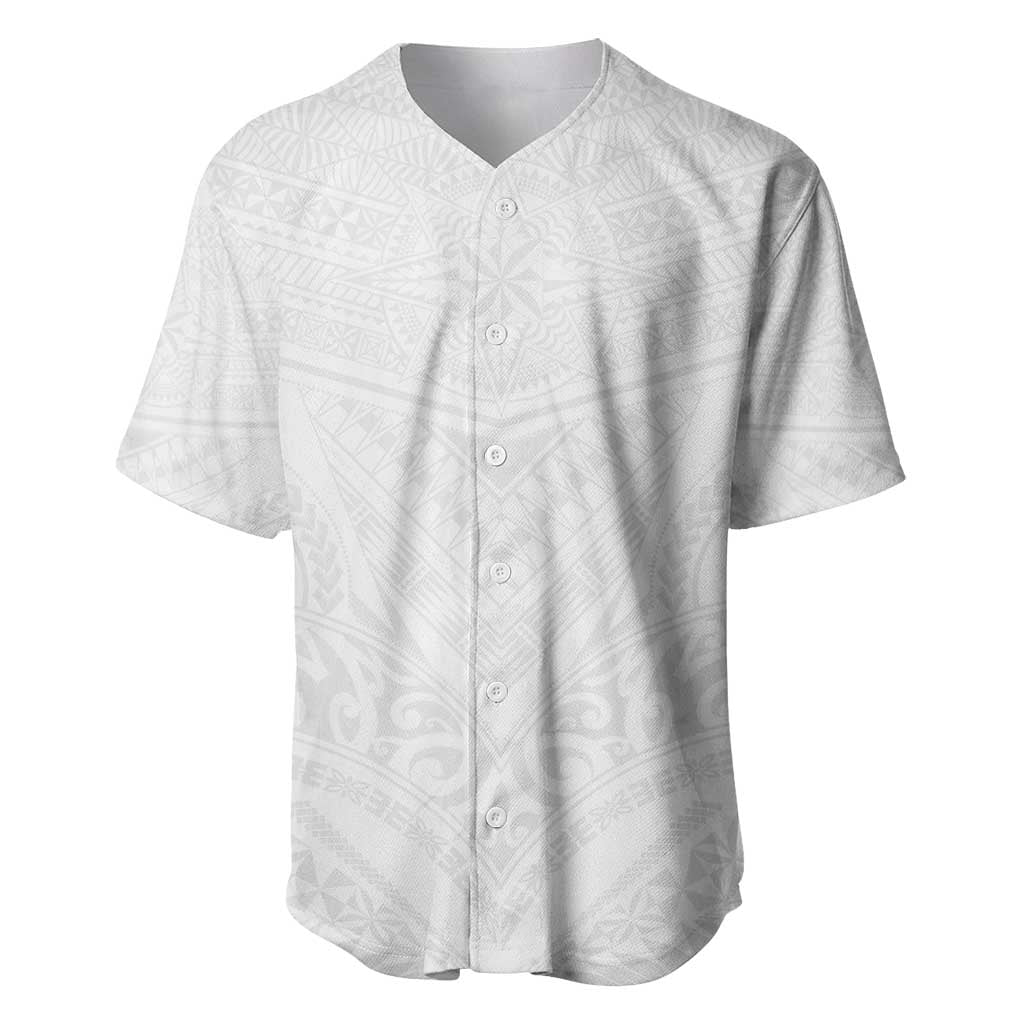 Tonga White Sunday Baseball Jersey Tongan Tribal Heritage Tattoos - Polynesian Pride