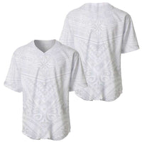 Tonga White Sunday Baseball Jersey Tongan Tribal Heritage Tattoos - Polynesian Pride