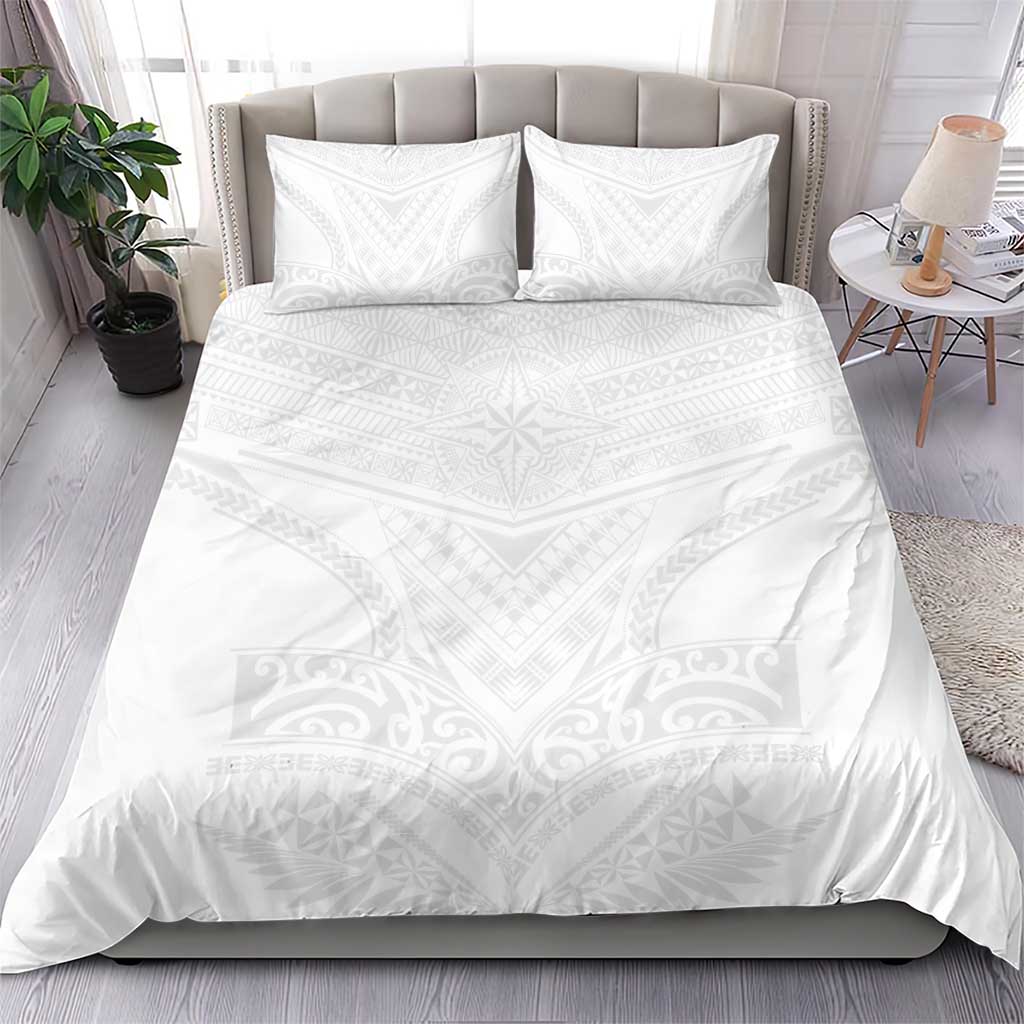 Tonga White Sunday Bedding Set Tongan Tribal Heritage Tattoos - Polynesian Pride