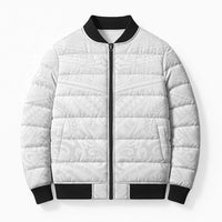Tonga White Sunday Bomber Puffer Jacket Tongan Tribal Heritage Tattoos - Polynesian Pride