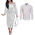 Tonga White Sunday Couples Matching Off The Shoulder Long Sleeve Dress and Long Sleeve Button Shirt Tongan Tribal Heritage Tattoos - Polynesian Pride