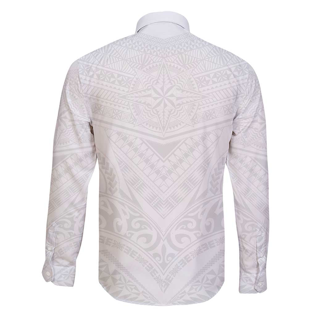 Tonga White Sunday Family Matching Off Shoulder Maxi Dress and Hawaiian Shirt Tongan Tribal Heritage Tattoos - Polynesian Pride