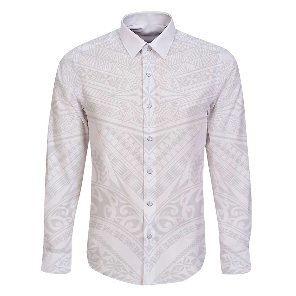 Tonga White Sunday Family Matching Short Sleeve Bodycon Dress and Hawaiian Shirt Tongan Tribal Heritage Tattoos - Polynesian Pride