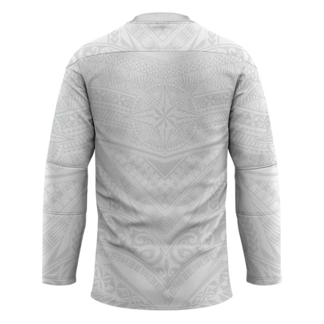 Tonga White Sunday Hockey Jersey Tongan Tribal Heritage Tattoos - Polynesian Pride