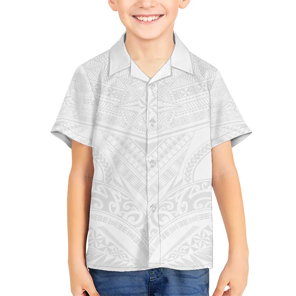 Tonga White Sunday Kid Hawaiian Shirt Tongan Tribal Heritage Tattoos - Polynesian Pride