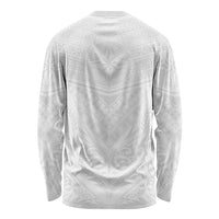 Tonga White Sunday Long Sleeve Shirt Tongan Tribal Heritage Tattoos - Polynesian Pride