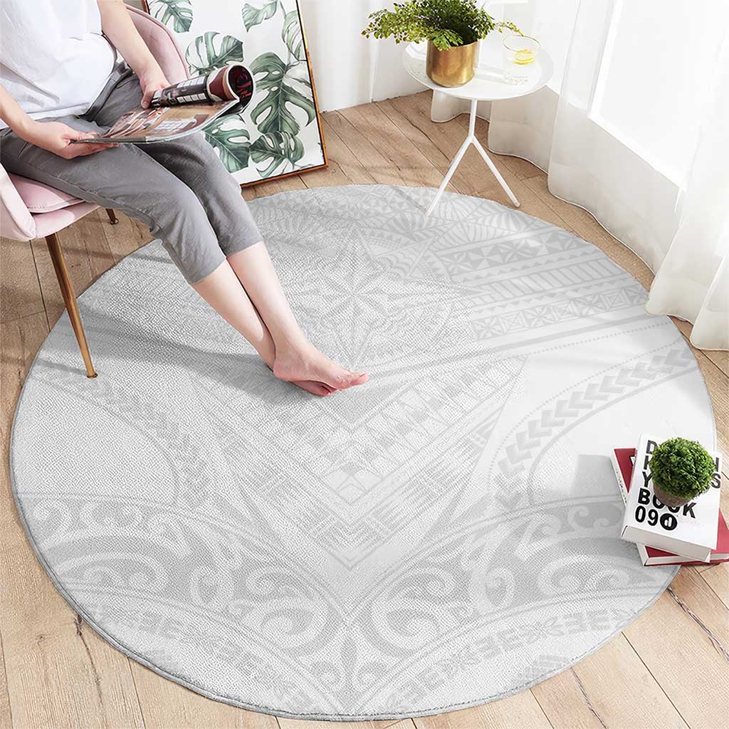 Tonga White Sunday Round Carpet Tongan Tribal Heritage Tattoos - Polynesian Pride