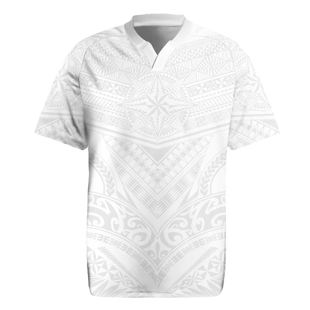 Tonga White Sunday Rugby Jersey Tongan Tribal Heritage Tattoos - Polynesian Pride